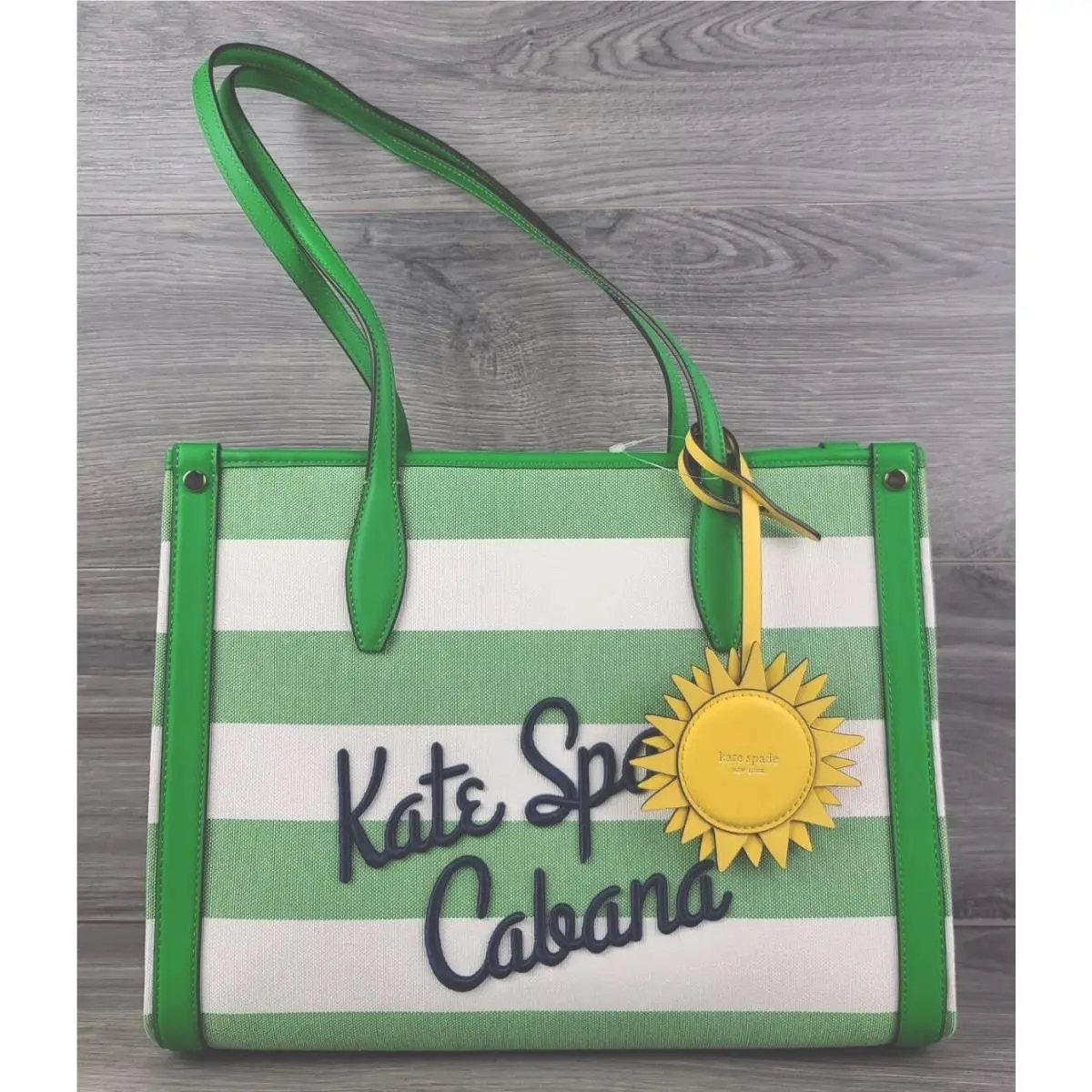 Tote Medium Cabana Canvas Market Handbag Green Multi by Kate Spade
