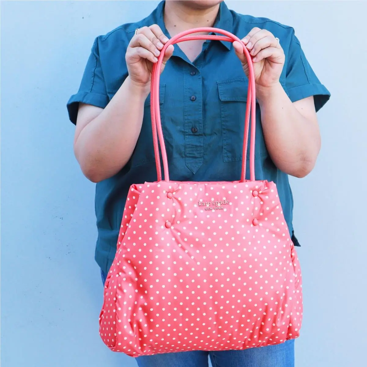 Kate Spade Polka Dot Nylon Travel Large Tote Coral