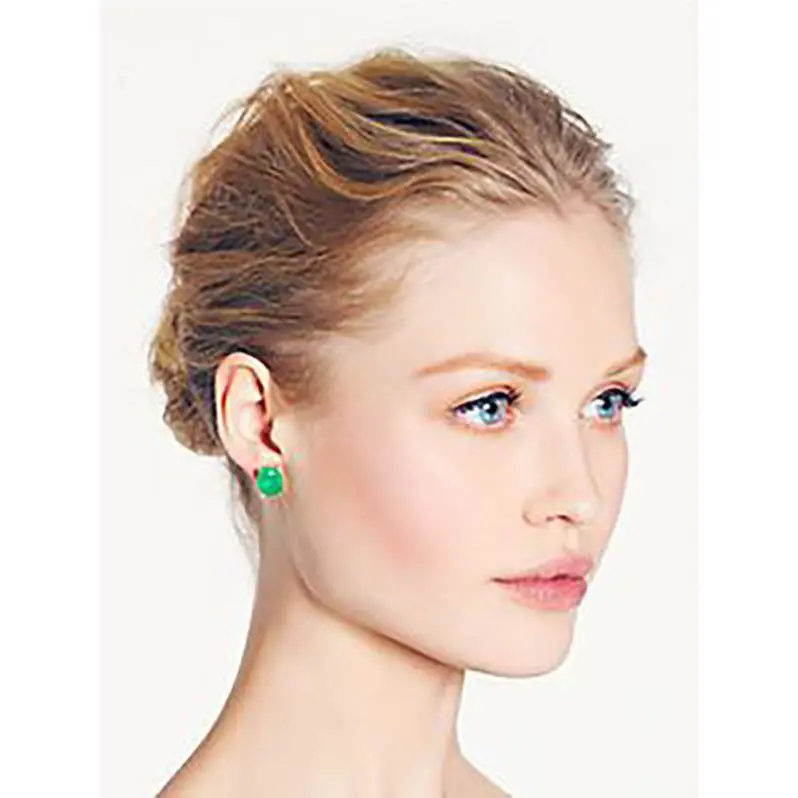 NY Hancock Park Earrings Emerald Green Oval Stones Gold by Kate Spade