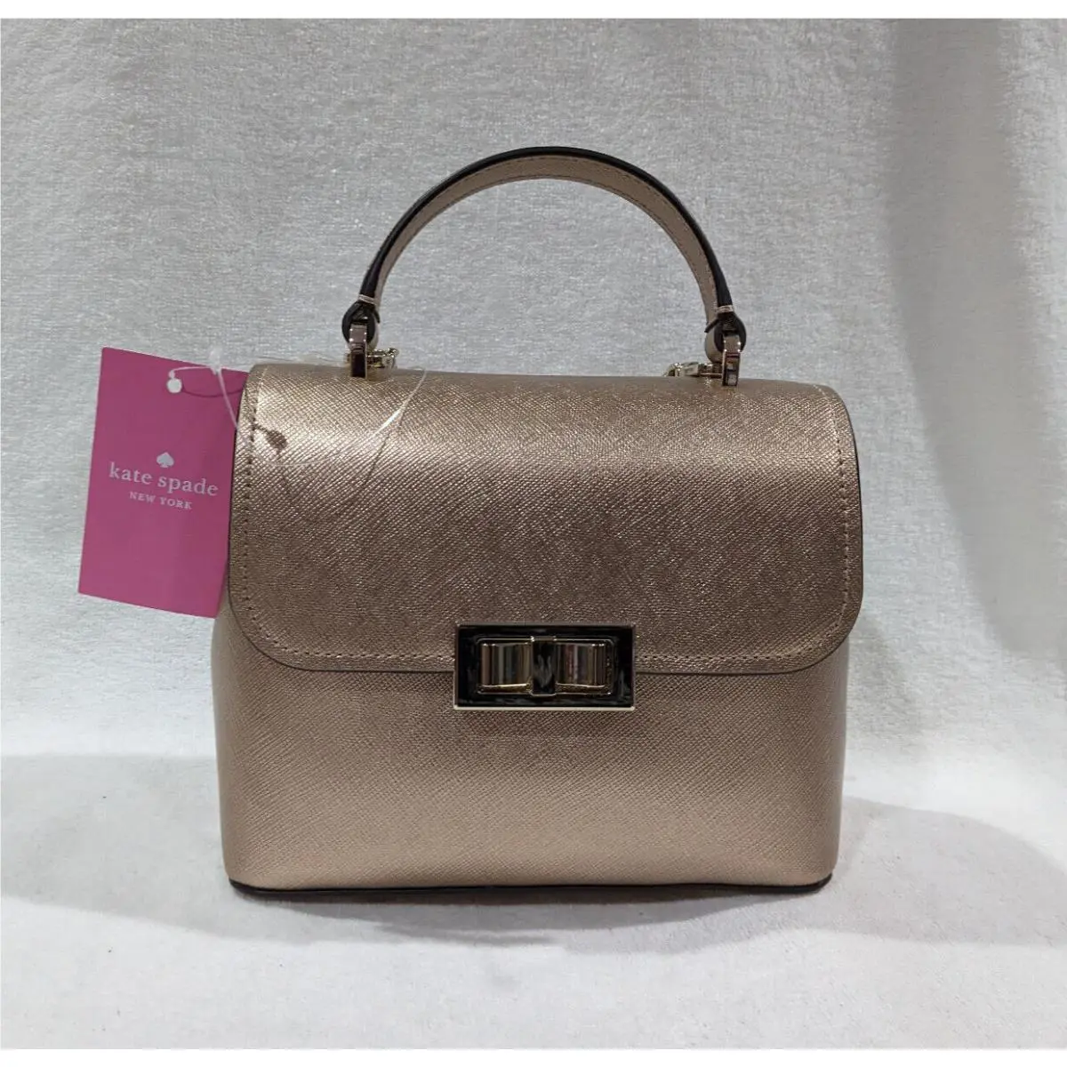Kate Spade Metallic Saffia Rose Gold Glittering Mini Satchel/crossbody K4675