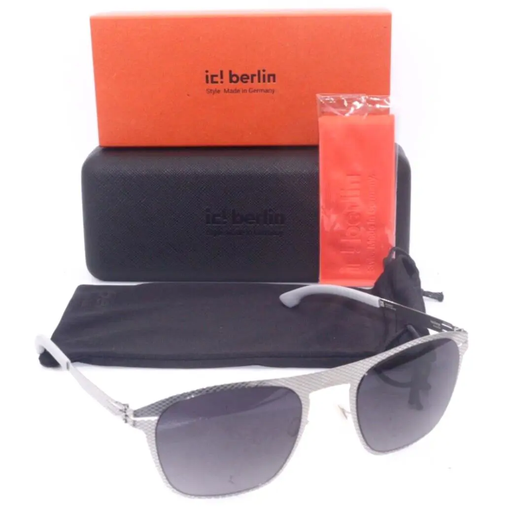 IC Berlin Herzberge Chrome Grid Gunmetal W/grey Gradient Lens Sunglasses 54-21