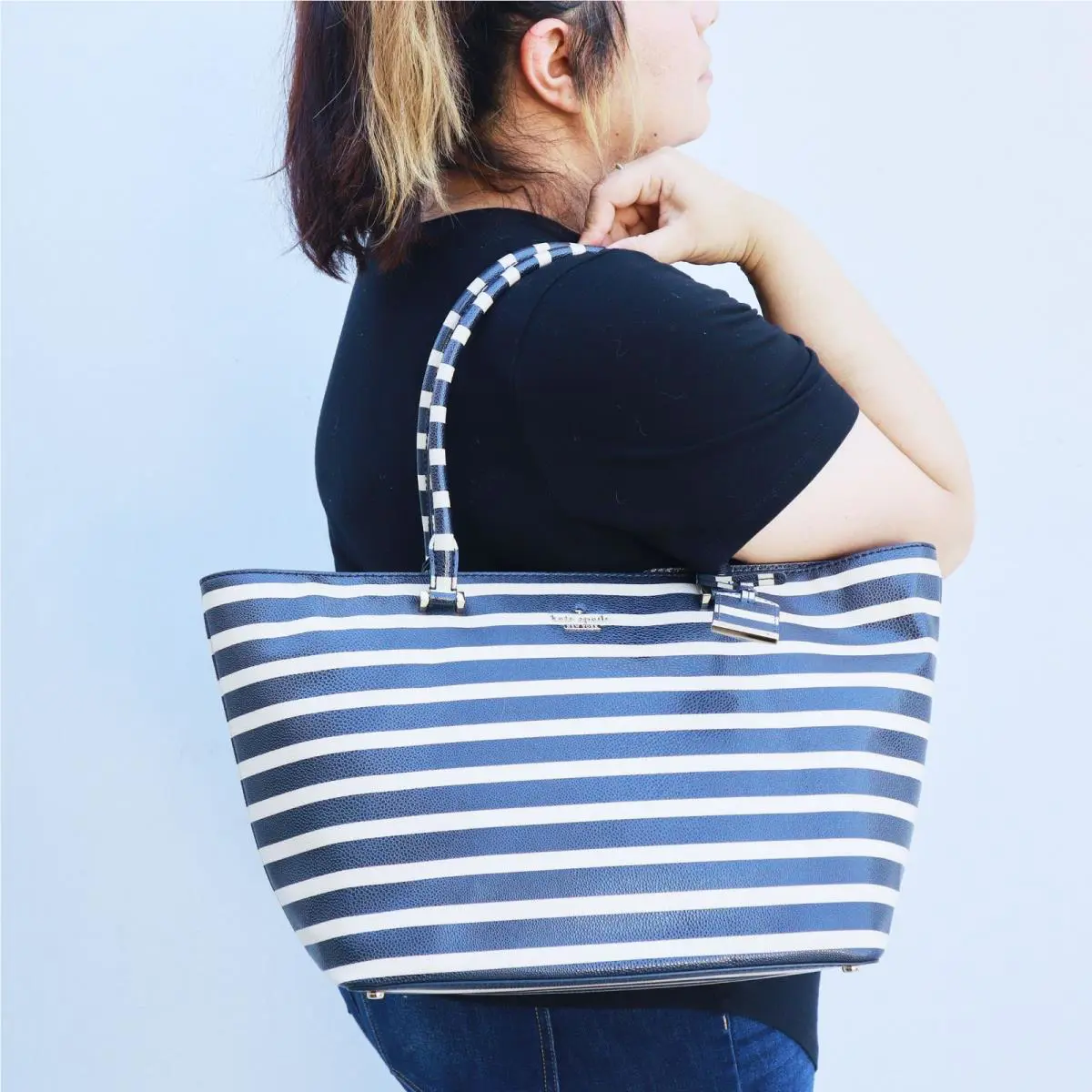 Kate Spade Seaside Navy Stripe Small Harmony O Tote