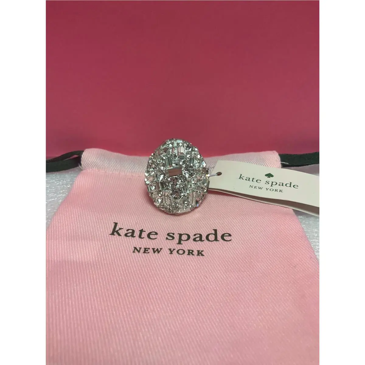 Kate Spade New York Brilliant Statements Ring Size 6 Gold Plated Clear