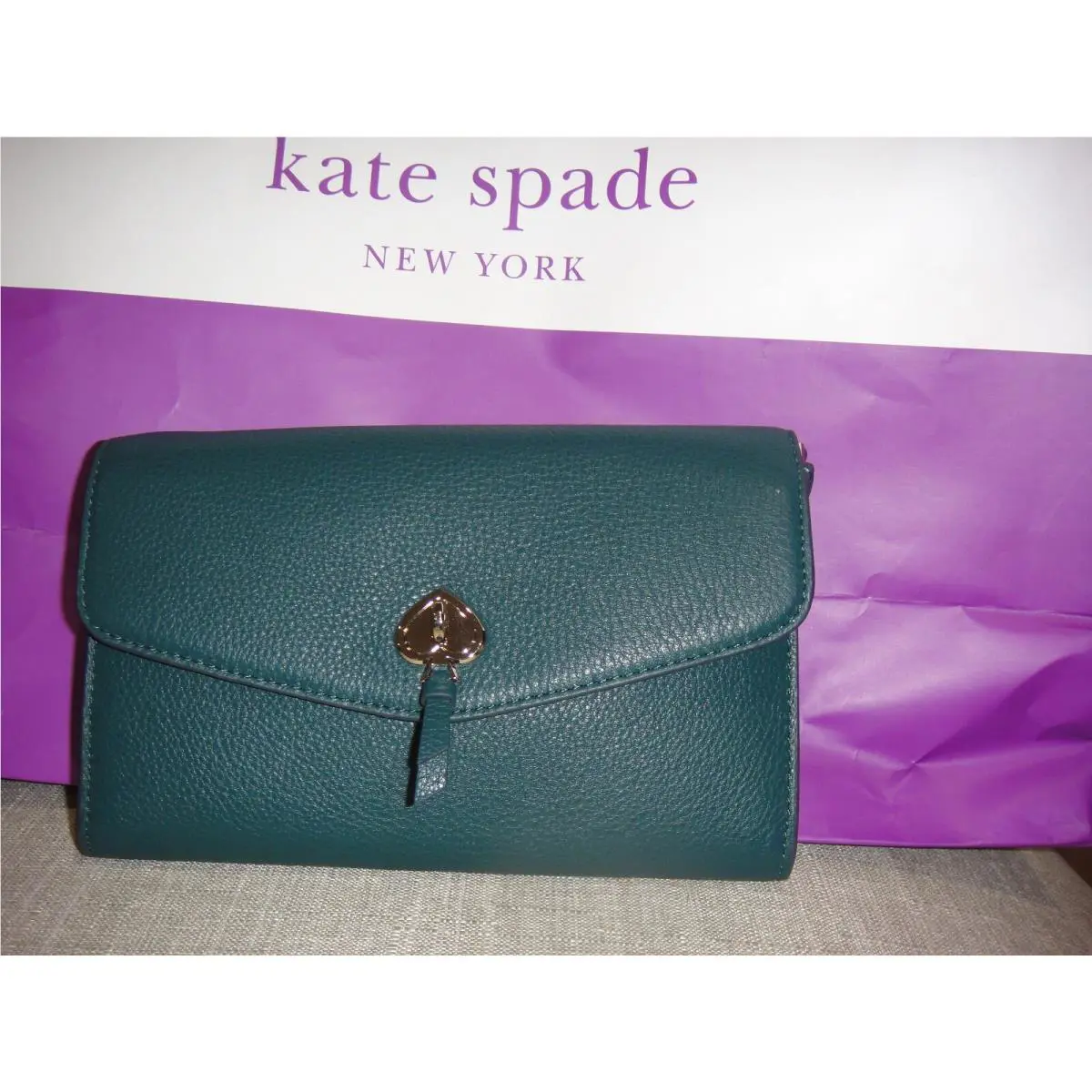 New Kate Spade Marti Pebbled Leather Peacock Crossbody Bag.$269.00.100