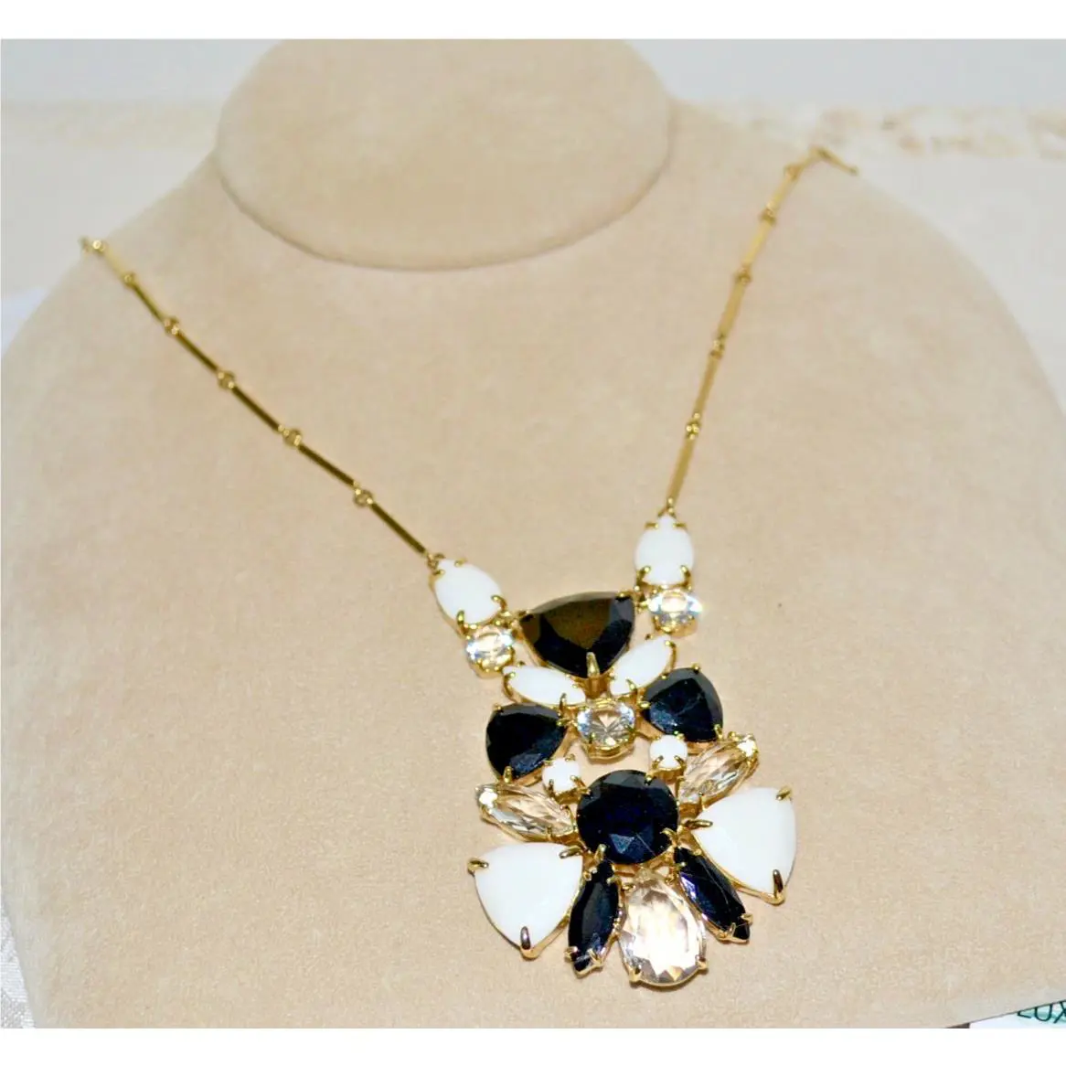 Kate Spade Twinkling Lights Black White Clear CZ Crystals Goldtone