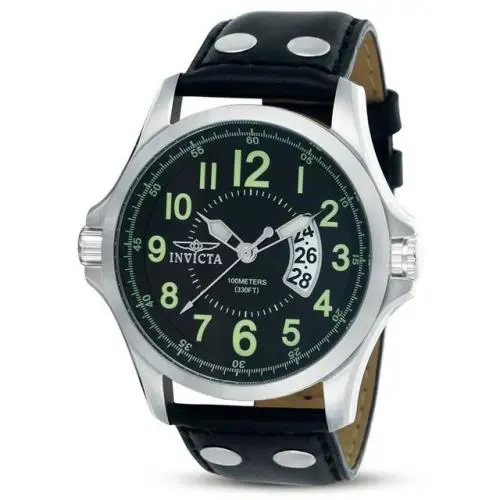 Invicta 0789 Mens Black Dial Black Band Watch