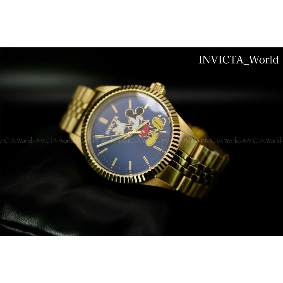 Invicta Mickey Mouse Watch Gold Tone 43mm Disney Limited Edition Blue Face