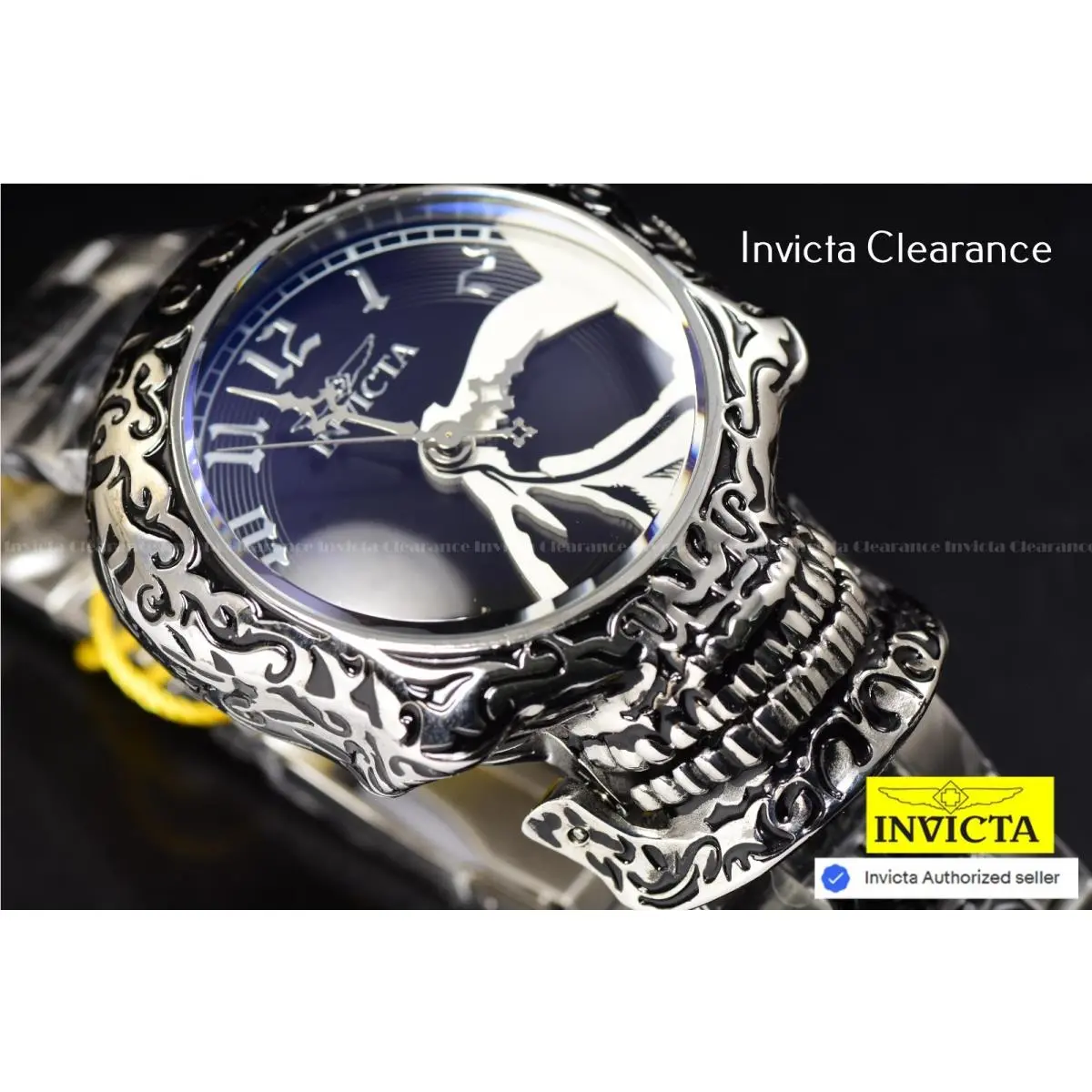 Artist Skull 51mm Moving Jaw Stainless Steel Quartz Men Watch by Invicta