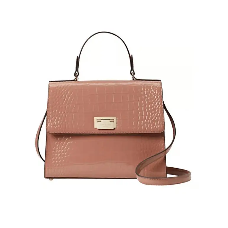 Kate Spade Knightsbridge Doris Pink Patent Leather Crocodile Embossed Satchel