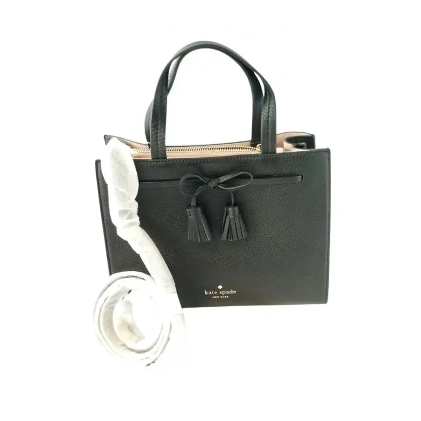Kate Spade Black Small Hayes Tote/crossbody with Bow and Tassel Detail