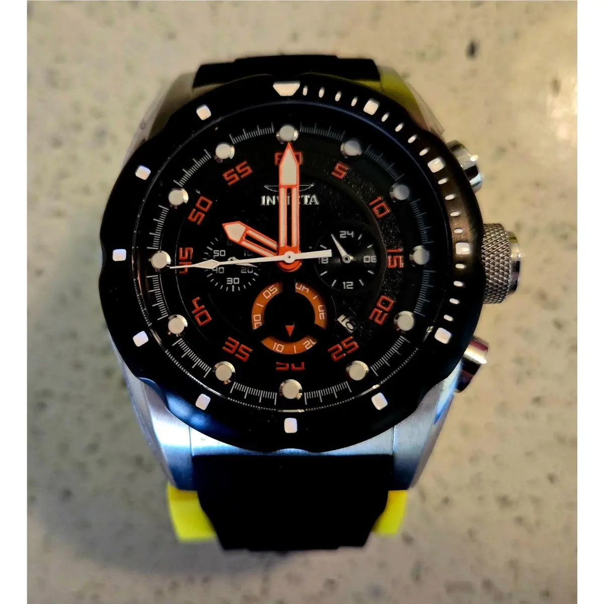 Invicta Speedway Chronograph Wristwatch 50mm Black and Orange Face / Battery