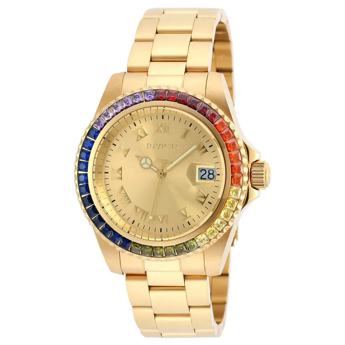 Invicta 20022 Lady`s Crystal Accented Bezel Gold Dial Dive Watch