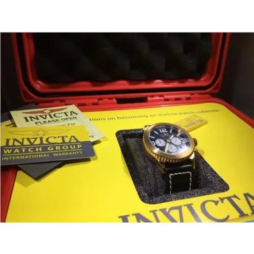 Men`s 1428 II Collection 18k Gold-plated Watch W/ 3 Slot Case by Invicta