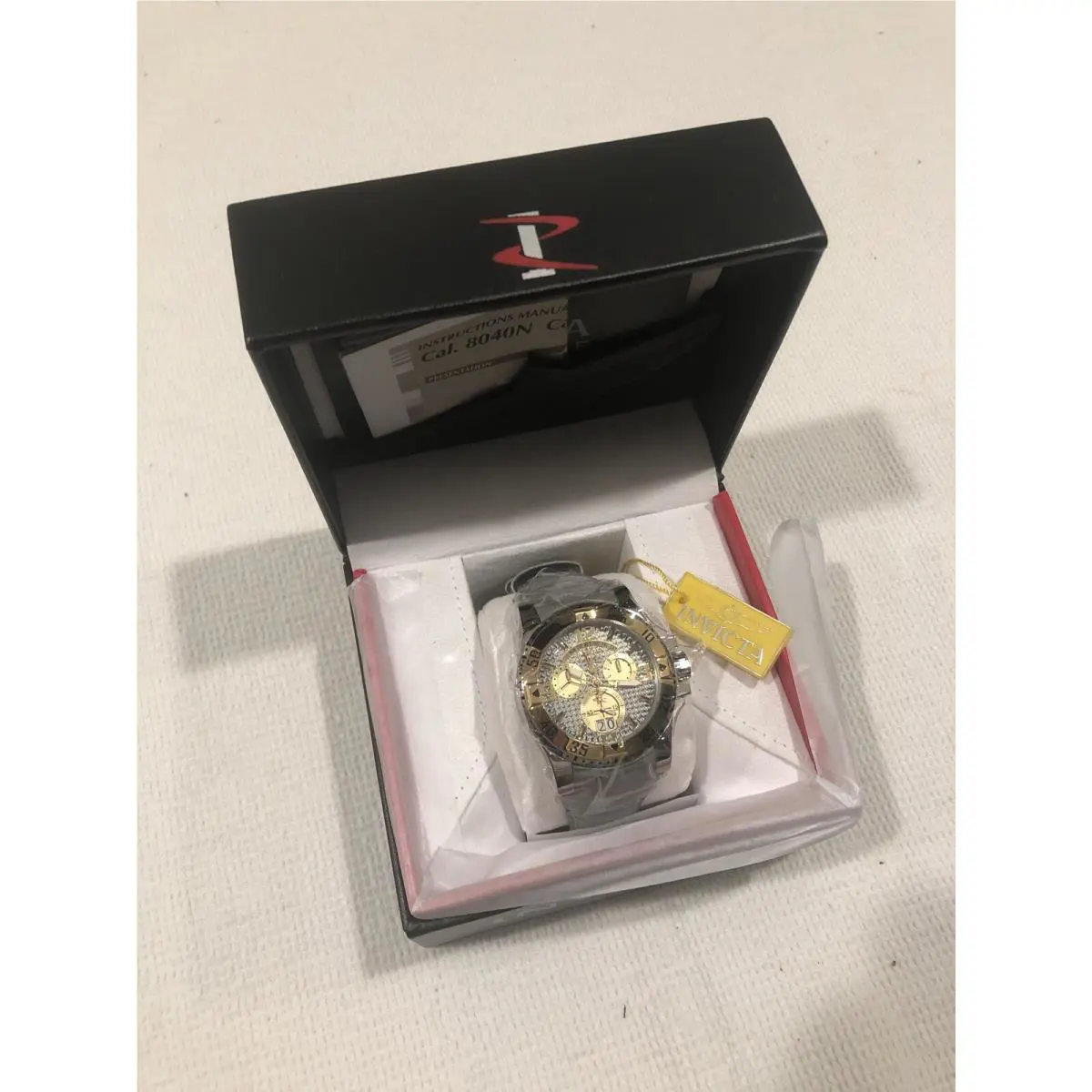Invicta 12482 Excursion Chrono Carbon Fiber Dial Gray Leather Men`s - Ships Free