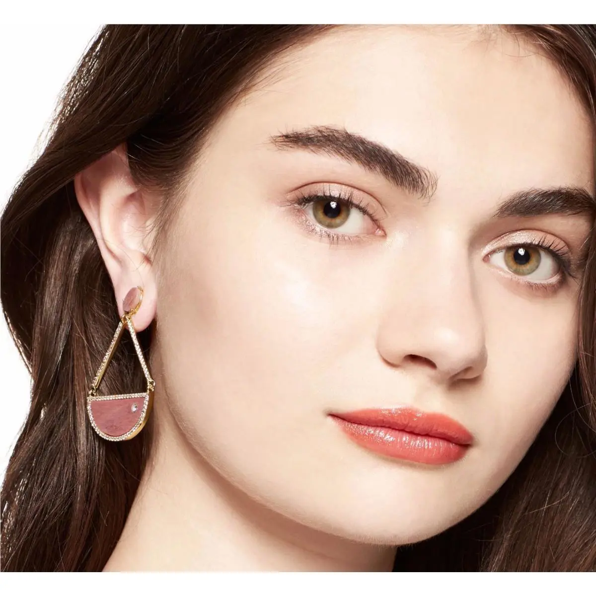 Kate Spade Sugarcoated Pink Semi Gem Stone Triangle Drop Earrings