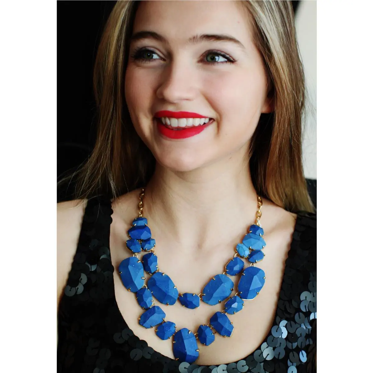 Kate Spade Blue Lapis Quarry Gems Double Drop Statement Necklace Earrings Set
