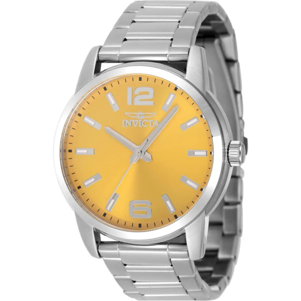 Invicta Men`s Watch Celestial Yellow Dial Silver Stainless Steel Bracelet 48493