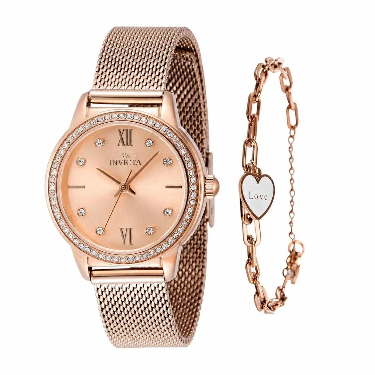 Invicta Angel Women`s Watch - 30mm Rose Gold with Bracelet Set 48254