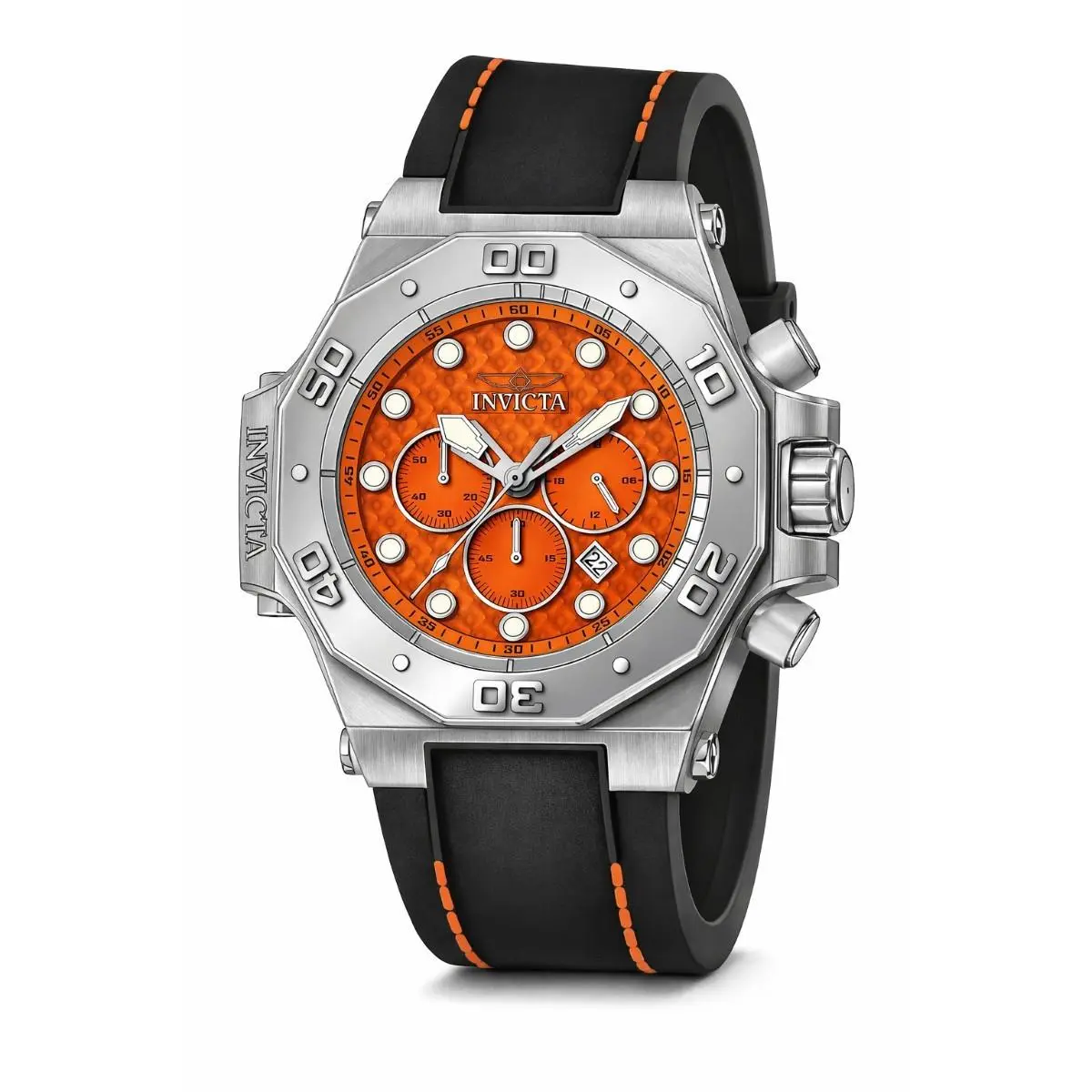 Invicta Akula Iron Subnautica Men`s 58mm Orange Dial Chronograph Watch 49068 - Dial: Orange, White, Orange,Silver,White, Band: Black, Orange, Black,Orange, Bezel: Gray, Silver, Gray,Silver
