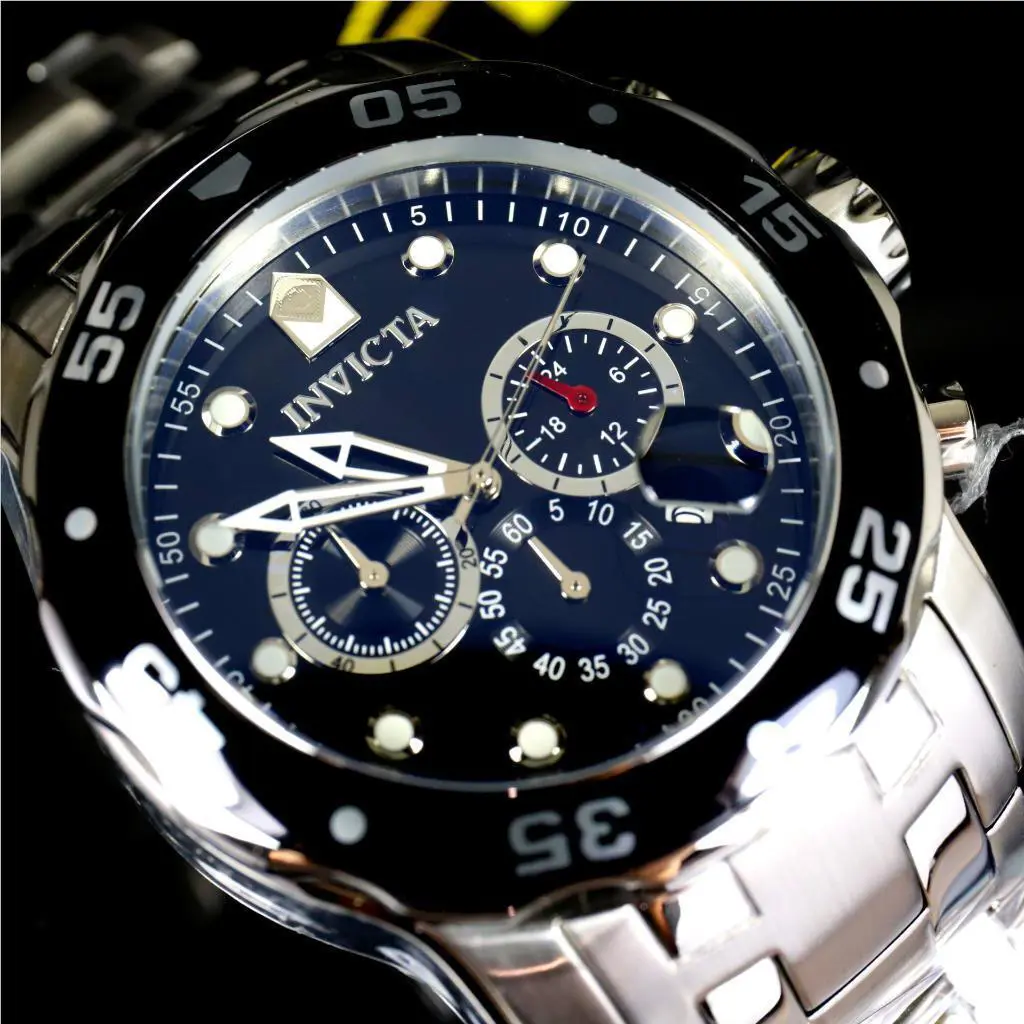 Invicta Pro Diver Scuba Black Dial Chronograph Stainless Steel Watch 48mm
