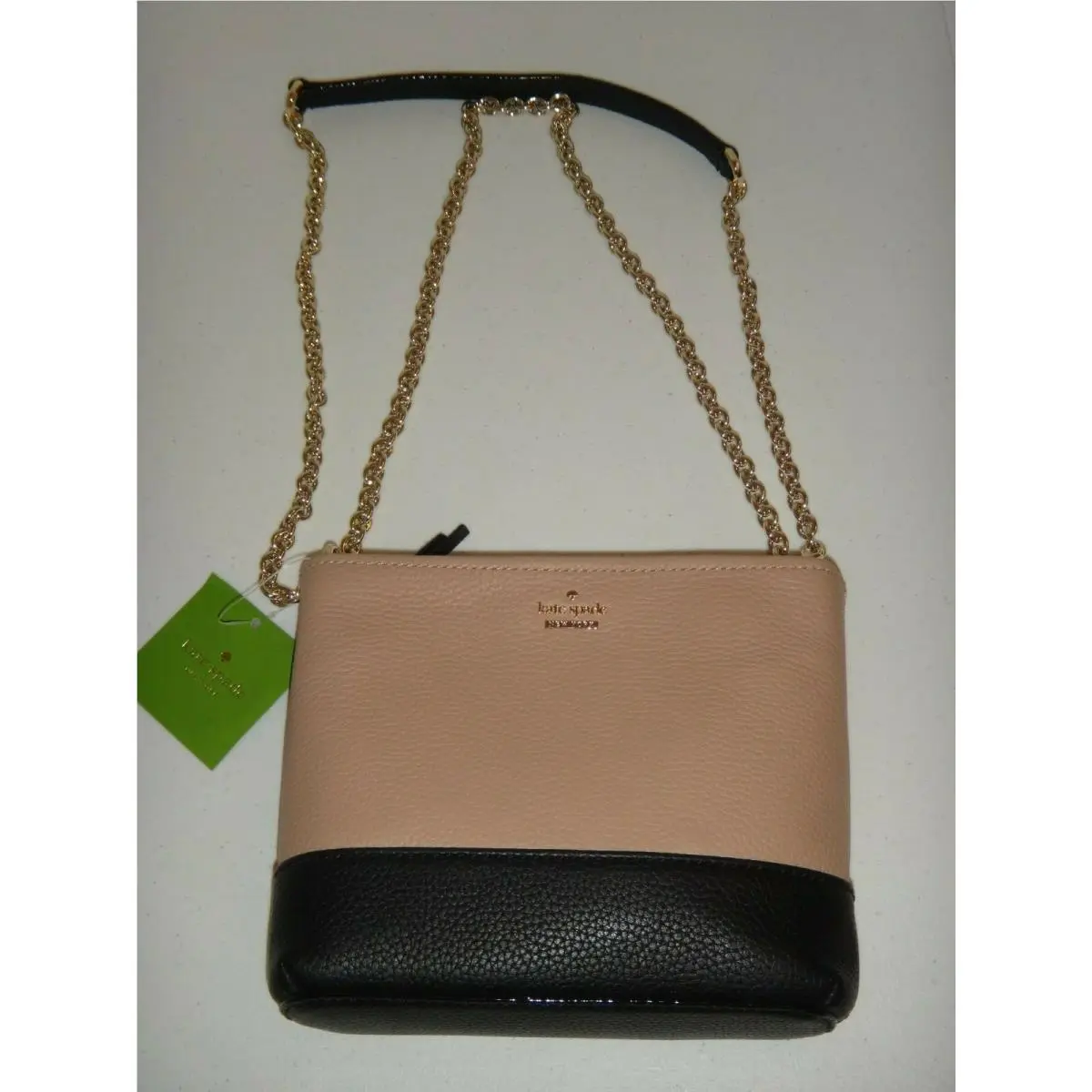 Kate Spade Jackson Street Messenger Crossbody Bag Smoke Rose Black Leather Cha