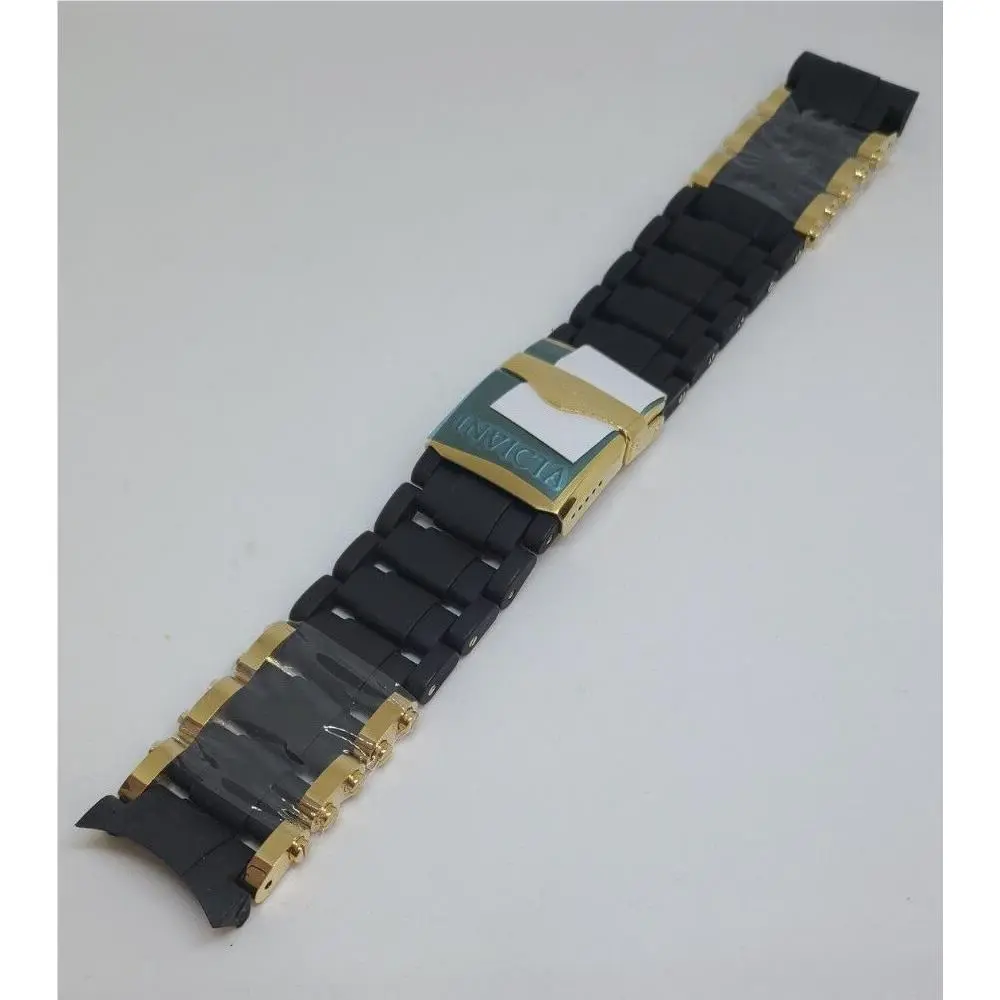 Invicta Sea Spider Gold Steel Black Rubber Watch Bracelet For Model 1478 Etc