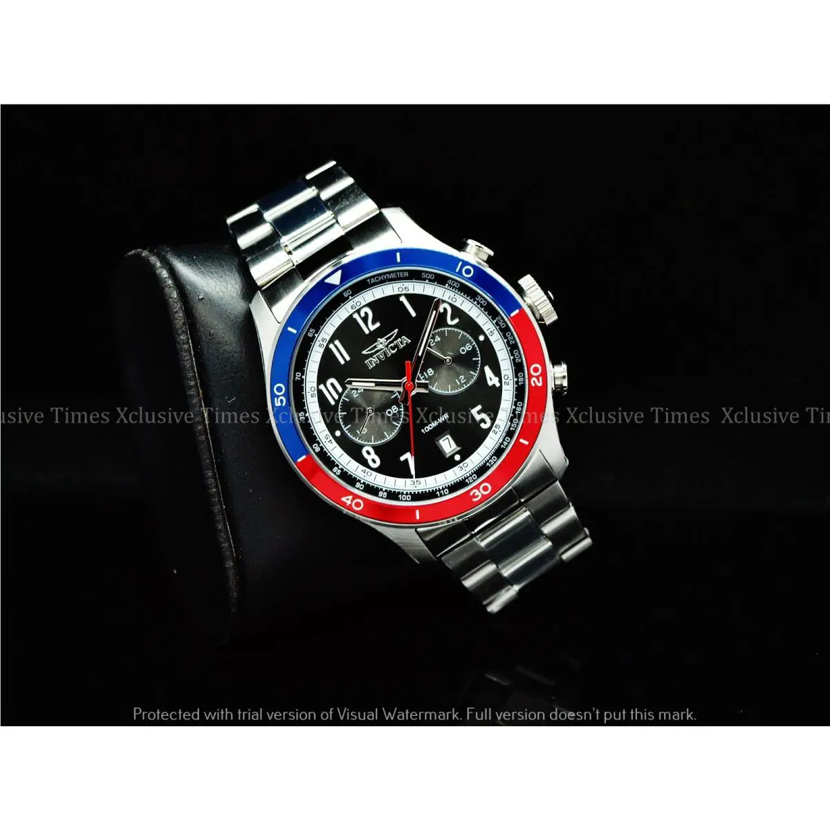 Invicta 46mm Vintage Speedway Gmt Multifunction Pepsi Bezel SS Watch