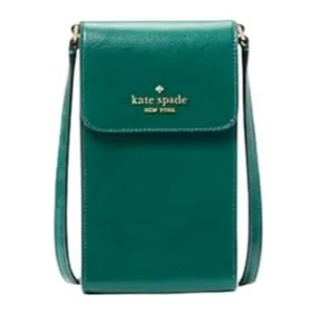 New Kate Spade Madison North South Flap Phone Leather Crossbody Deep Jade - Handle/Strap: Deep Jade, Hardware: Gold, Exterior: Deep Jade