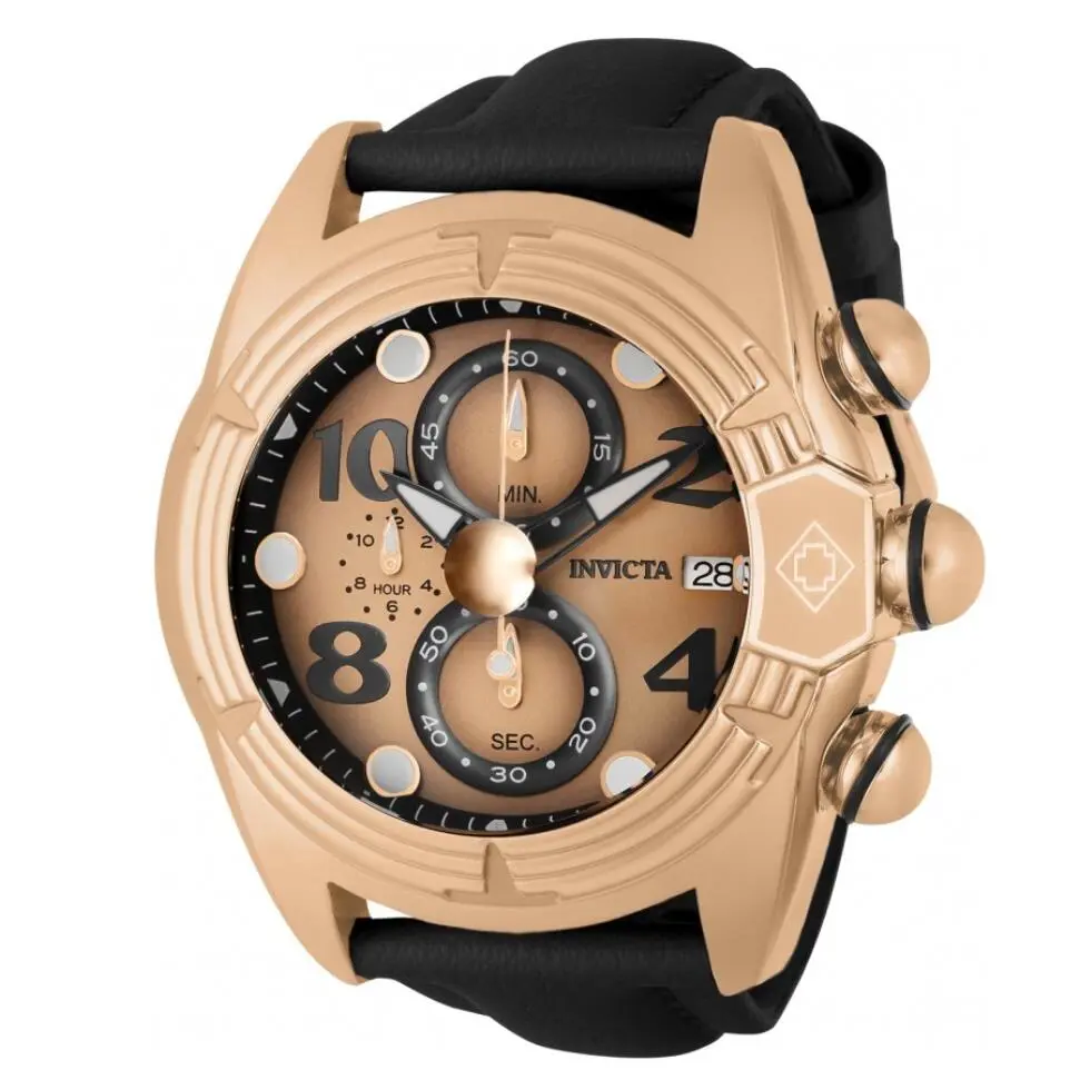 Invicta Lupah Diver Men`s 52mm Rose Gold Fly-back Chronograph Watch 35262 - Dial: Black, Multicolor, Pink, Rose Gold, Band: Black, Bezel: Pink, Rose Gold