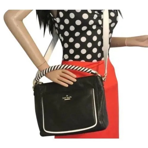 Kate Spade Black White Leather Woods Drive Harris Shoulder Crossbody Bag