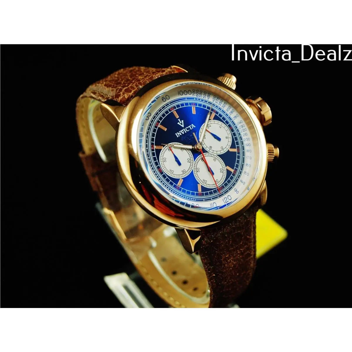Invicta Men Bomber Limo Jeep 1837 Vintage Chrono Rgip SS Leather Strap Watch