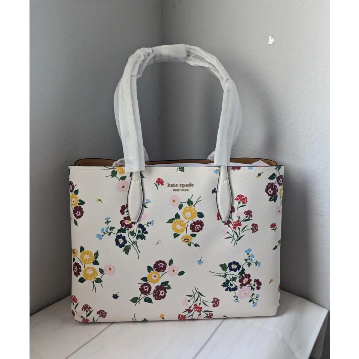 Kate Spade All Day Bouquet Toss Floral Large Tote Shopper Bag+matching Zip Pouch