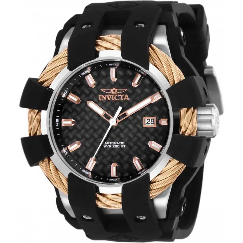Mens Invicta 25035 Bolt Sport Automatic Carbon Fiber Dial Strap Watch