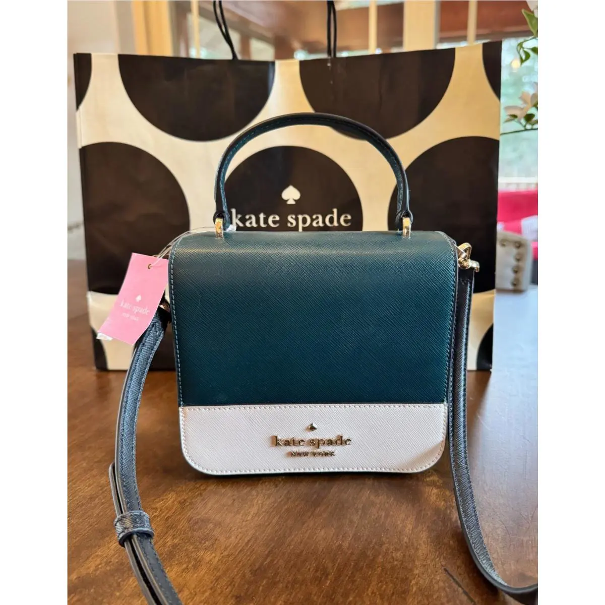 Kate Spade Staci Square Crossbody K7343 Saffiano Leather in Peacock
