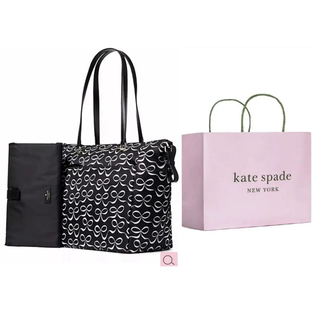 Kate Spade Jae Elegant Bow Baby Bag Black White Multi