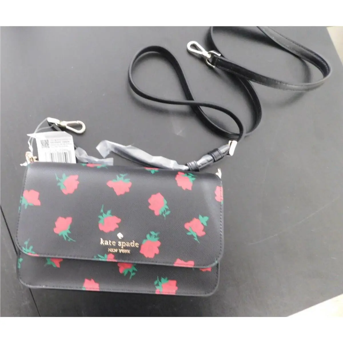 Kate Spade Ditsy Rose Toss Printed Small Flap Crossbody KE643 Black Multi