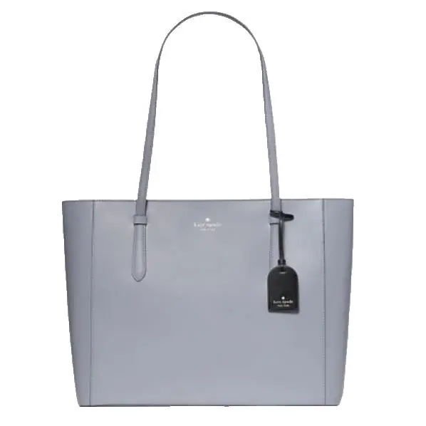 Kate Spade Schuyler Medium Zip Tote Brushed Steel Bluish Smooth Leather WKR00545