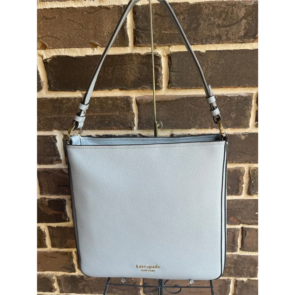 Hudson Pebbled Leather LG Hobo Shoulder Bag Ocean Beach Blue by Kate Spade