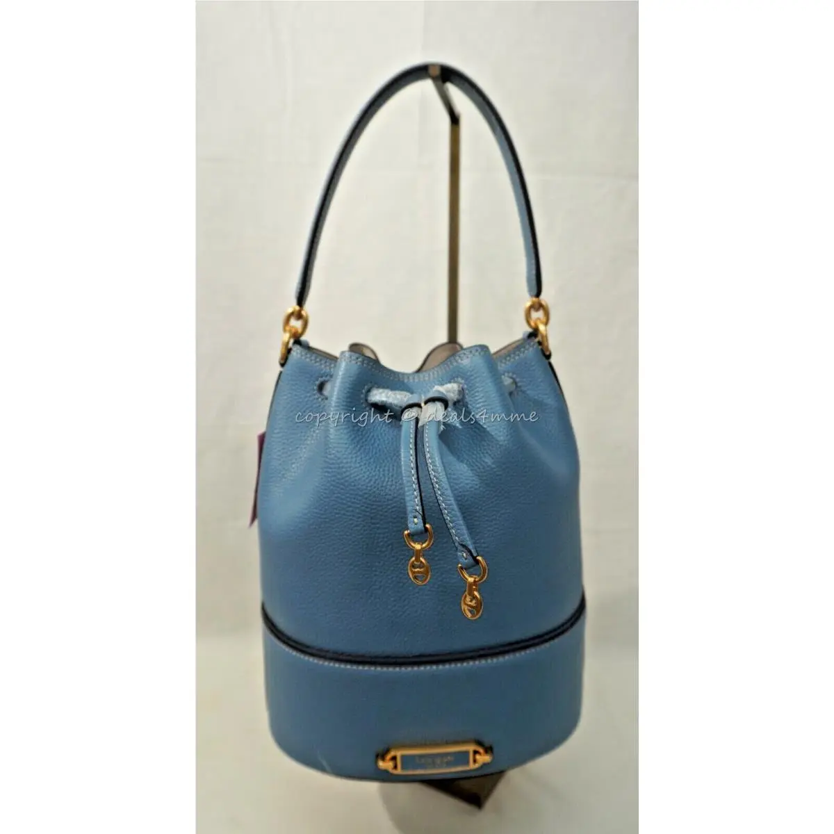 Kate Spade Gramercy Pebbled Leather Medium Bucket Bag in Manta Blue
