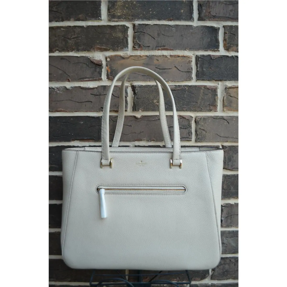 Kate Spade Hopkins Street Large Dharma Leather Work Satchel Tote Ivory