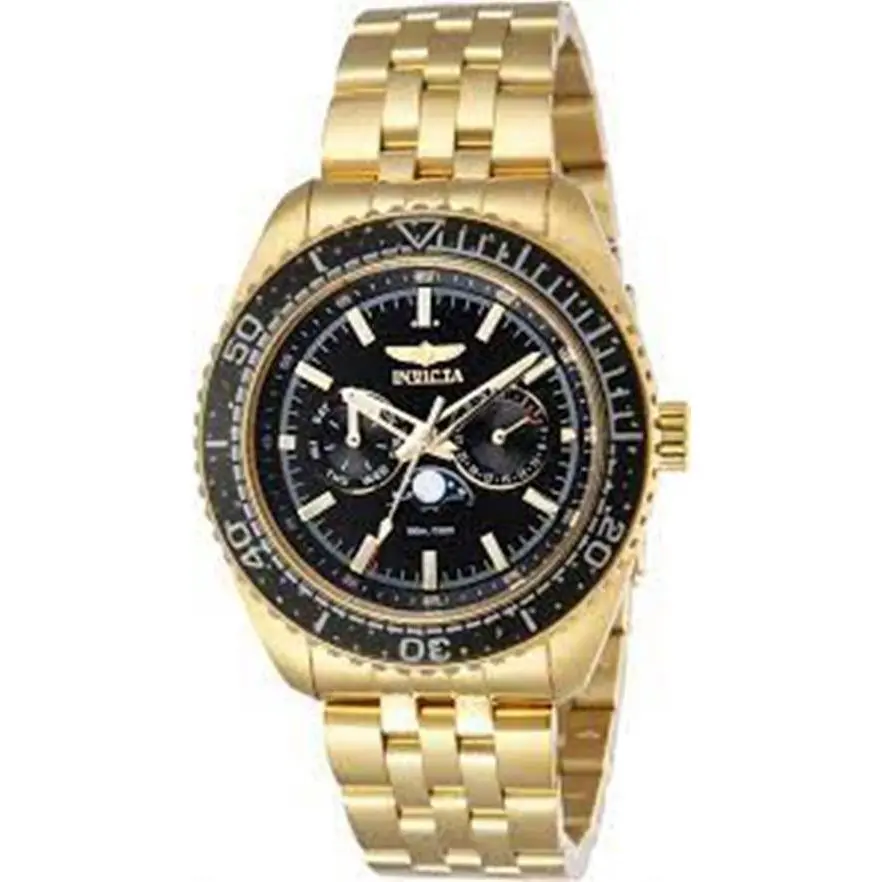 Invicta Men`s Quartz Pro Diver Black Dial Yellow Gold Case Bracelet Watch 33561