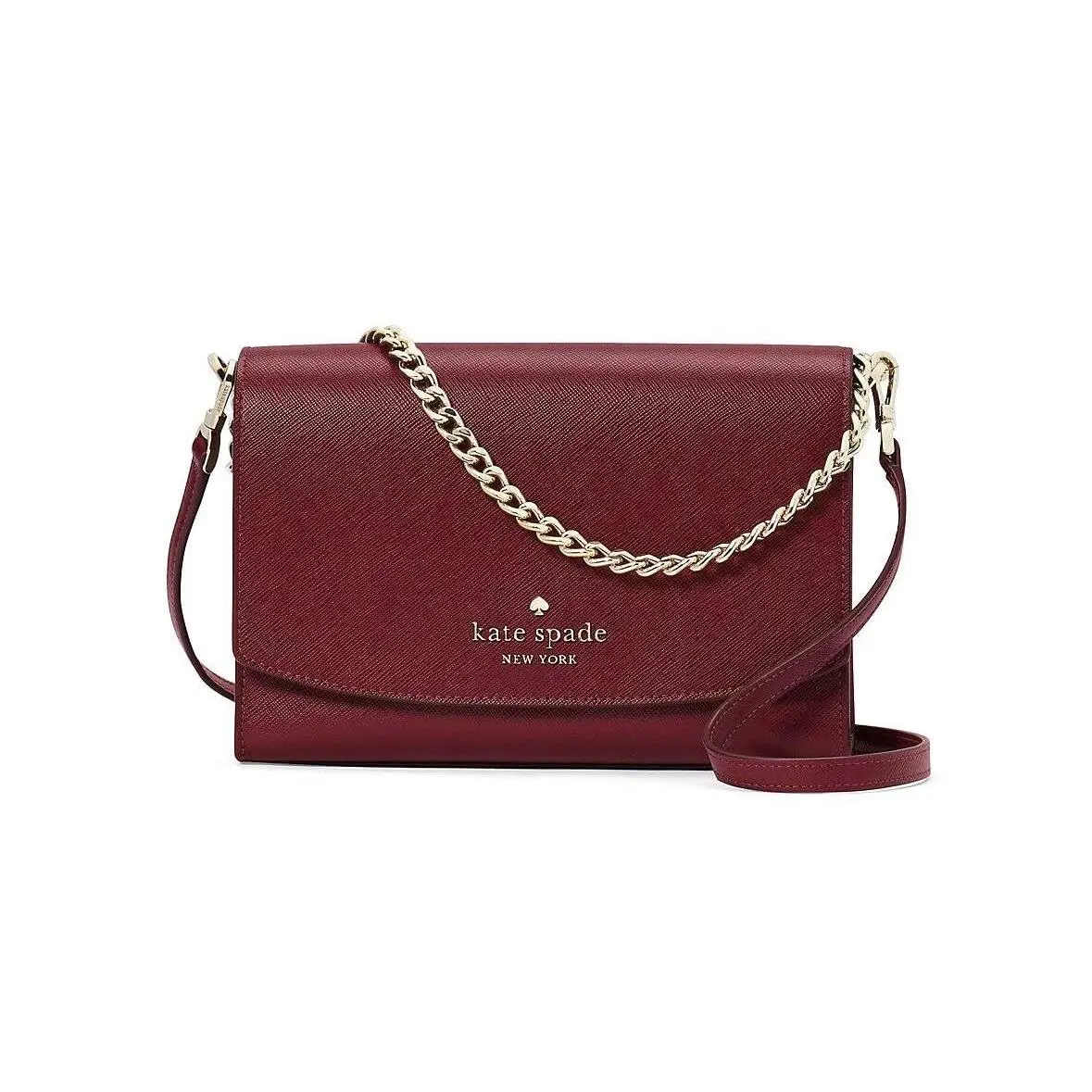 Kate Spade NY Carson Saffiano Leather Convertible Crossbody Purse Deep Berry