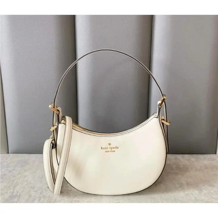 KK949 Madison Saffiano Leather Crescent Shoulder Bag In Meringue by Kate Spade