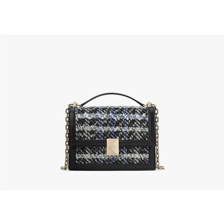 Kate Spade New York KI491 Deco Plaid Tweed Chain Shoulder Bag
