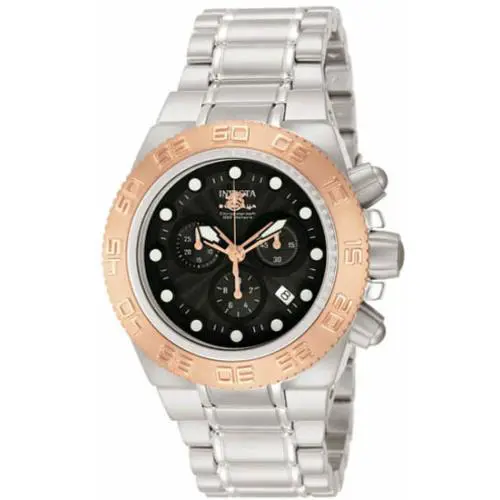 Invicta 10844 Subaqua Sport Chronographs Black Dial Stainless Steel Mens Watch - Band: Blue