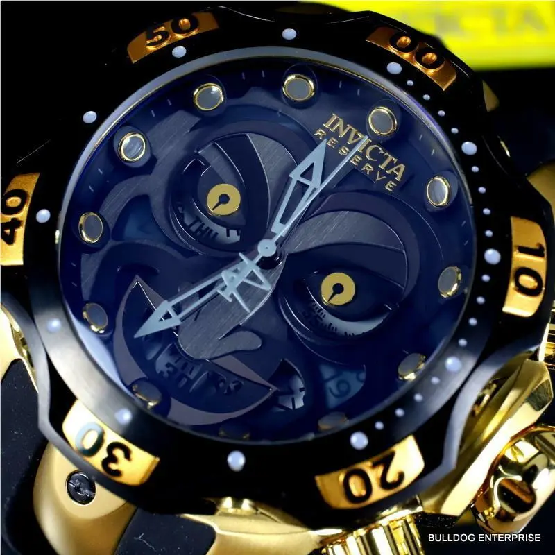Invicta Reserve Venom DC Comics Joker Gold Plated Black 52mm Swiss Mvt Watch