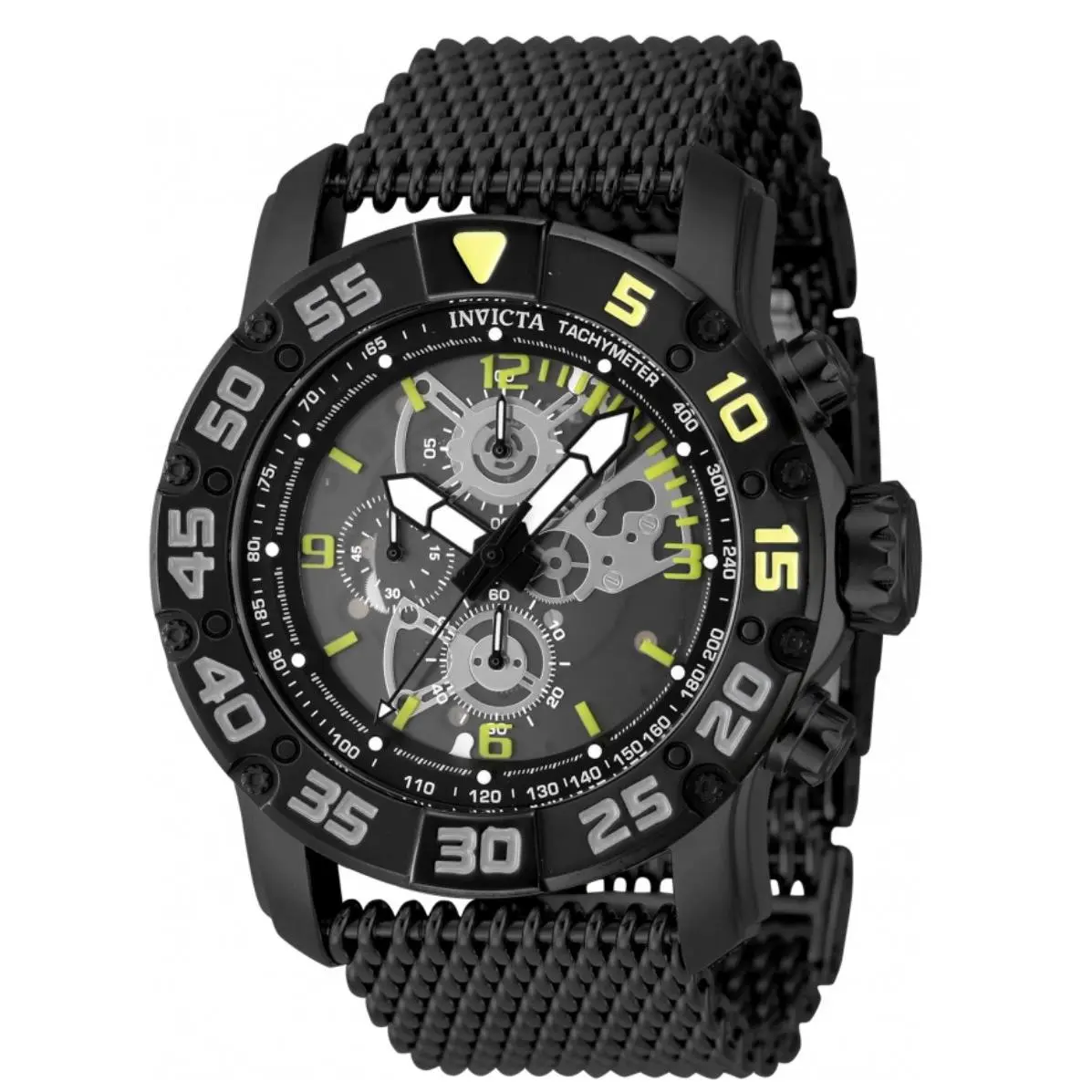 Invicta Racing JM Limited Ed Men`s 48mm Black Yellow Skeleton Chrono Watch 48055