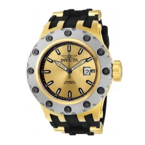 Mens Invicta 20192 Subaqua Automatic Gold Tone Dial Black Rubber Strap Watch