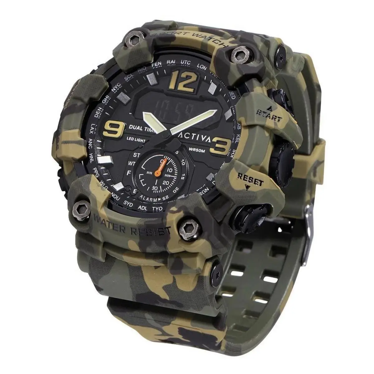 Activa X Invicta Blackops Digital Men`s Watch - 56mm Camo Green ACW1637-004