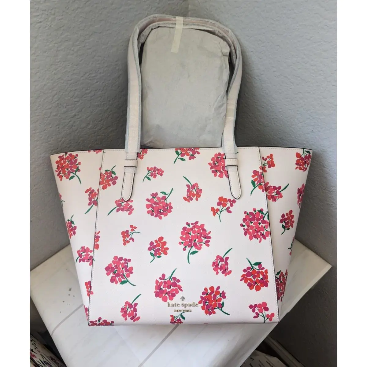 Kate Spade Becca Coastal Floral Print Large Tote Peach Multi